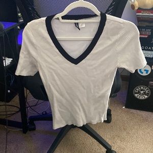 White V-neck baby tee